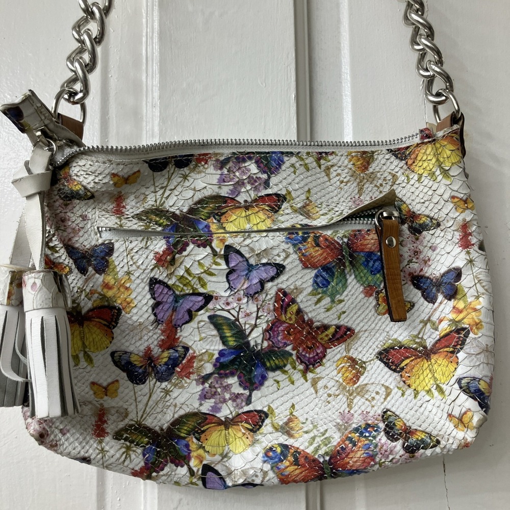CAVALCANTI Italy Snake Print Luxury Leather Butterfly Crossbody/Shoulder Bag
